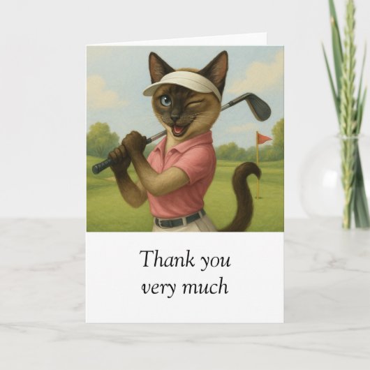Golf Woman Turnier Katze Golfspieler Golfspielen Dankeskarte (Vorderseite)