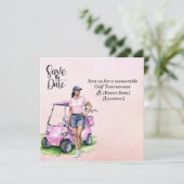 Golf Woman Turnier Rosa Thema Einladung (Stehend Vorderseite)
