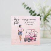 Golf Woman Turnier Rosa Thema Einladung (Stehend Vorderseite)
