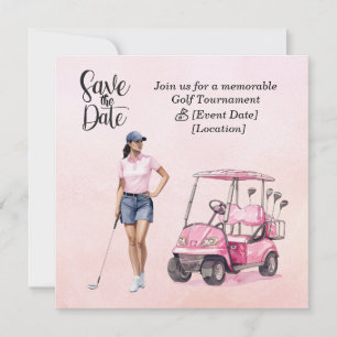 Golf Woman Turnier Rosa Thema Einladung