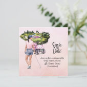 Golf Woman Turnier Rosa Thema Einladung (Stehend Vorderseite)