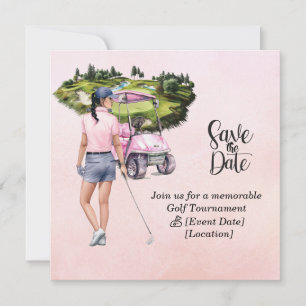 Golf Woman Turnier Rosa Thema Einladung