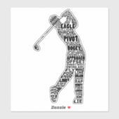 Golf Word Art, Golftypografie Aufkleber (Blatt)