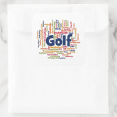 Golf Word Cloud Quadratischer Aufkleber (Tasche)