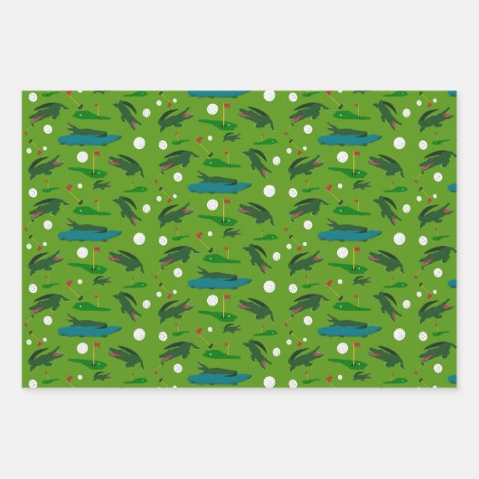 Golf Wrapping Paper Flat Sheet Set 3 Geschenkpapier Set (Vorderseite)