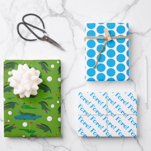 Golf Wrapping Paper Flat Sheet Set 3 Geschenkpapier Set (Vorderseite)
