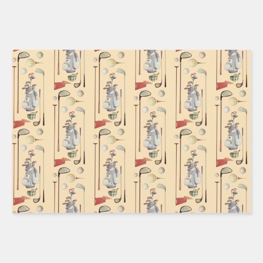 Golf Wrapping Paper Flat Sheet Set 3 Geschenkpapier Set (Vorderseite 3)