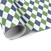 Golf Wrapping Paper für Navy & Green Raute Geschenkpapier (Rolleneckpunkt)