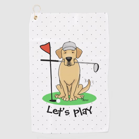 Golf Yellow Labrador Retriever (Yel 3) Hund - Nied Golfhandtuch (Vorderseite)