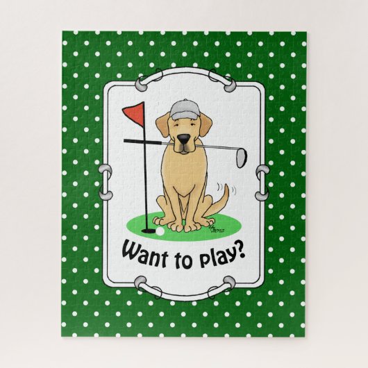 Golf Yellow Labrador Retriever (Yel 3) Hund - Nied Puzzle (Vertikal)