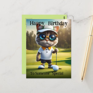 Golf-Zeit: Lustiger Katzen-Golfspieler, Geburtstag Postkarte