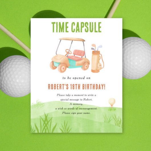 Golf-Zeitkapsel 1. Geburtstag  Poster
