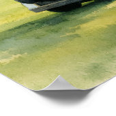 Golf-Zitat mit Golfwagen auf Grün Poster (Ecke)