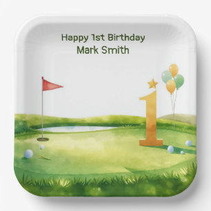 Golf zum 1. Geburtstag - Thema Putting Green Pappteller