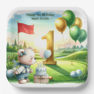 Golf zum 1. Geburtstag - Thema Putting Green Pappteller