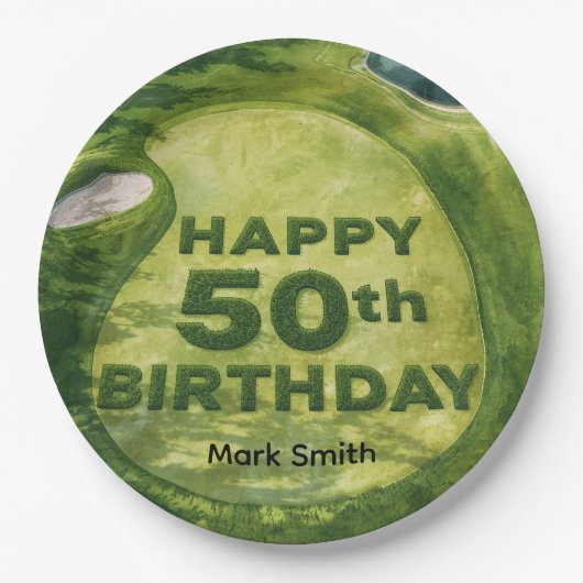 Golf zum 50. Geburtstag auf dem Golfplatz Pappteller (Vorderseite)