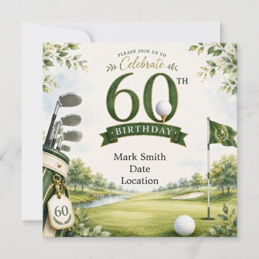 Golf zum 60. Geburtstag Einladung (Vorderseite)