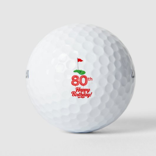 Golf zum 80. Geburtstag mit Golf Flag Golfball (Vorderseite)