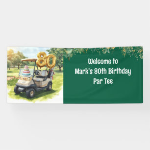 Golf zum 80. Geburtstag mit Torte auf dem Platz fü Banner