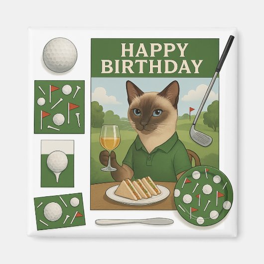 Golf zum Geburtstag Thema für Katzen Liebhaber Magnet (Vorne)