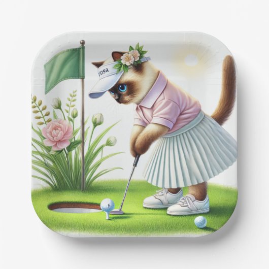 Golf zum Thema für Katzenliebhaber Pappteller (Vorderseite)