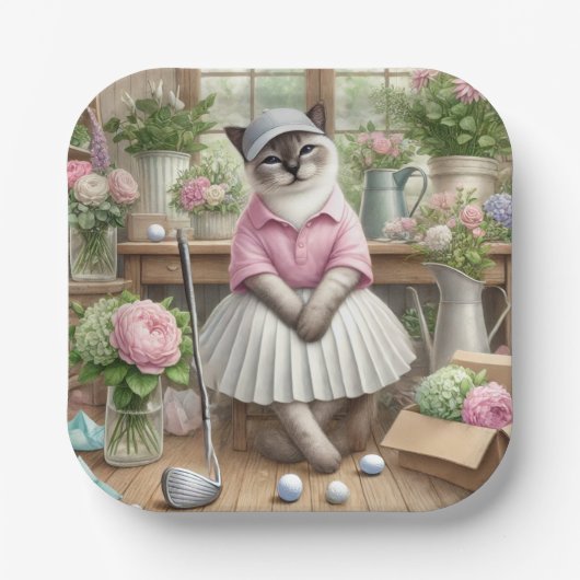 Golf zum Thema für Katzenliebhaber Pappteller (Vorderseite)