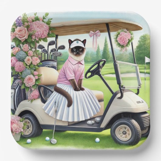 Golf zum Thema für Katzenliebhaber Pappteller (Vorderseite)