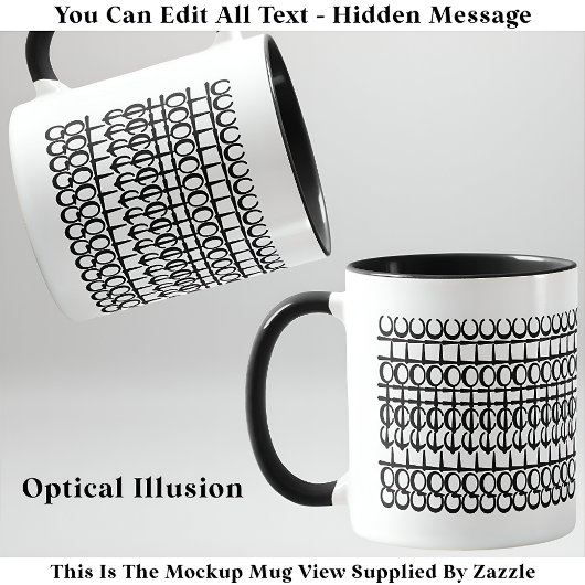 Golfaholic Hidden Message 131BW Funny Quote Tasse