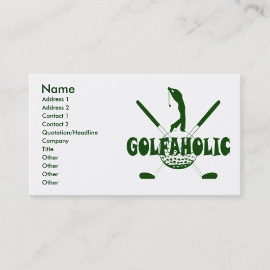 GOLFAHOLIC VISITENKARTEN VISITENKARTE (Vorderseite)