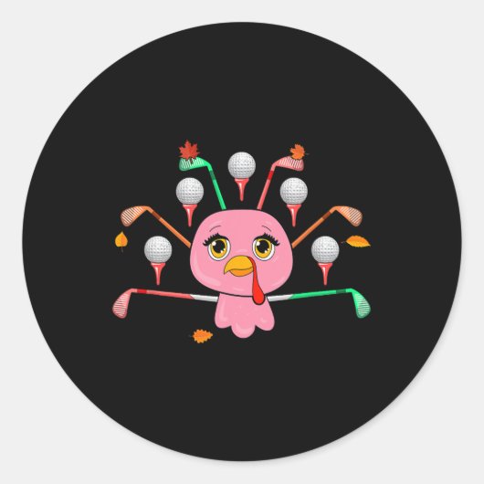 Golfausrüstung als Erntedank Türkei Kostümspiel Runder Aufkleber (Vorderseite)