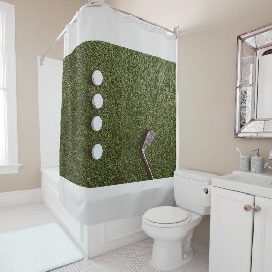 Golfbad mit Golfball mit Putter Duschvorhang (Beispiel)