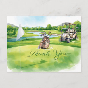 Golfbag auf Golfplatz-Aquarell für Golfer Postkarte