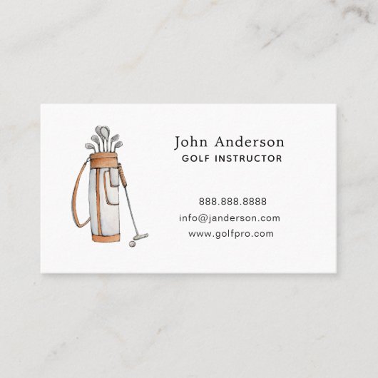Golfbag Golf Coach Business Card Visitenkarte (Vorderseite)