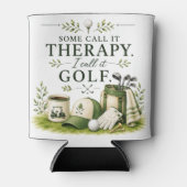 Golfbag mit Text auf Grün Dosenkühler (Vorderseite)