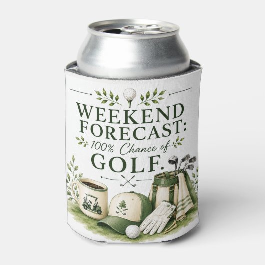 Golfbag mit Text auf Grün Dosenkühler (Kanne Vorderseite)