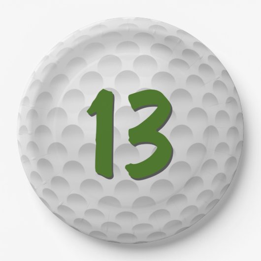 Golfball 13. Geburtstag Pappteller (Vorderseite)