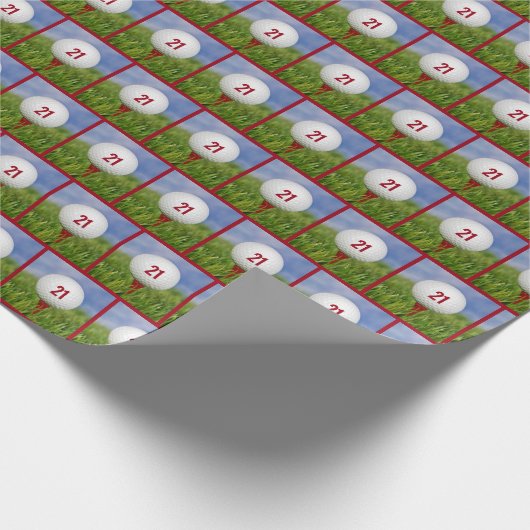 Golfball 21. Geburtstag Geschenkpapier (Ecke)