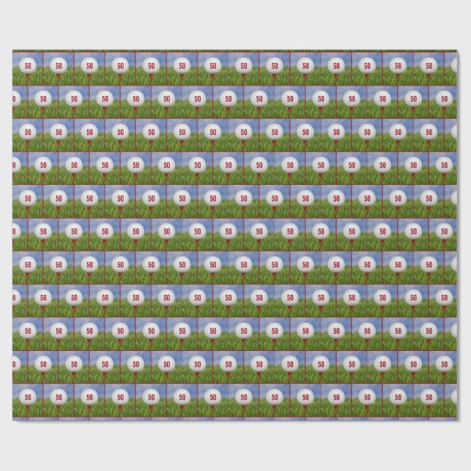 Golfball 50. Geburtstag Geschenkpapier (Flach)