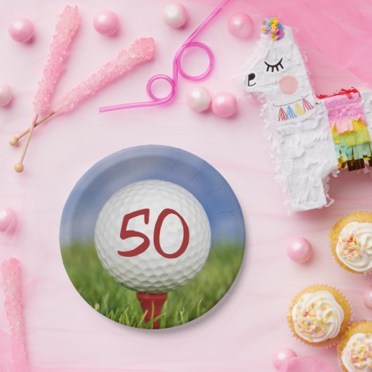 Golfball 50. Geburtstag Pappteller (Party)