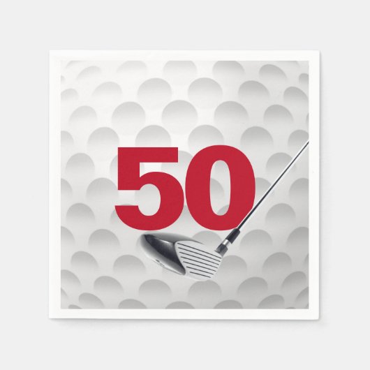 Golfball 50. Geburtstag Serviette (Vorderseite)