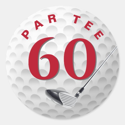 Golfball 60. Geburtstag Runder Aufkleber (Vorderseite)