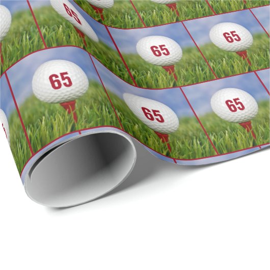 Golfball 65. Geburtstag Geschenkpapier (Rolleneckpunkt)