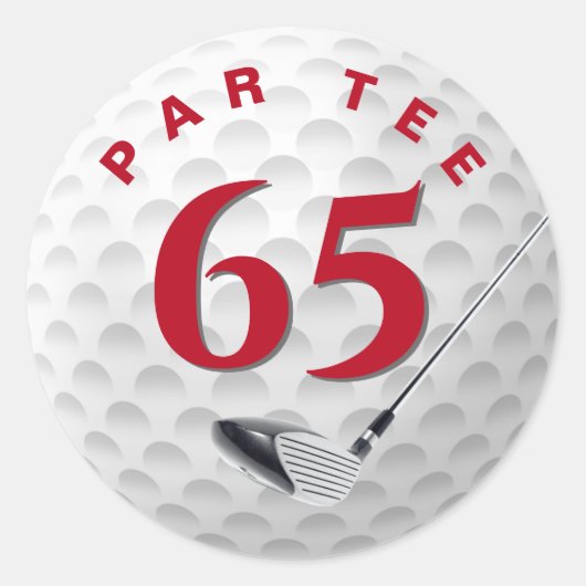 Golfball 65. Geburtstag Runder Aufkleber (Vorderseite)