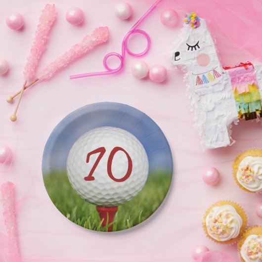 Golfball 70. Geburtstag Pappteller (Party)