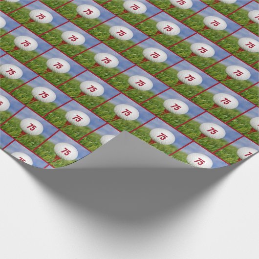 Golfball 75. Geburtstag Geschenkpapier (Ecke)