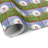 Golfball 75. Geburtstag Geschenkpapier (Rolleneckpunkt)