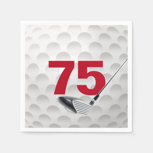 Golfball 75. Geburtstag Serviette (Vorderseite)
