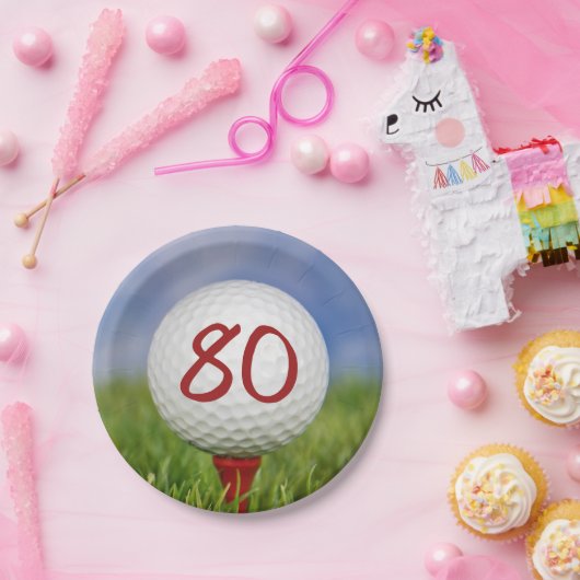 Golfball 80. Geburtstag Pappteller (Party)