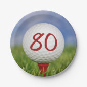 Golfball 80. Geburtstag Pappteller (Vorderseite)
