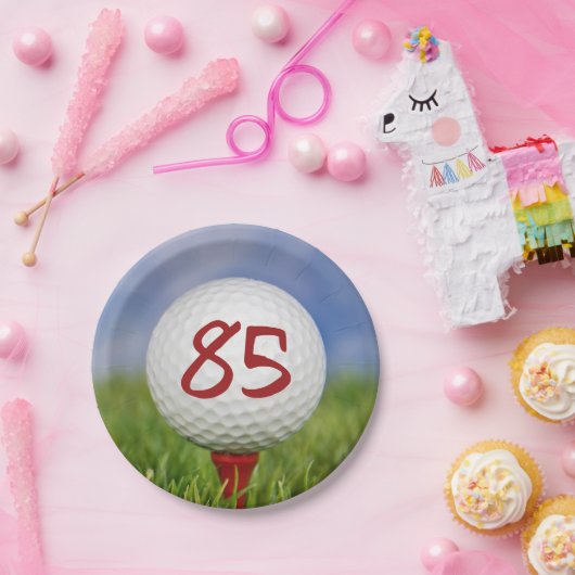 Golfball 85. Geburtstag Pappteller (Party)